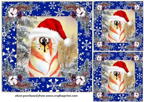 3 Christmas cartoon animal card front/topper(value sheet) 8