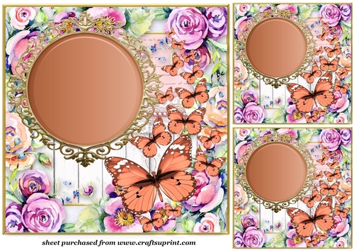 3 Orange floral butterfly card front/toppers(value sheet) 2