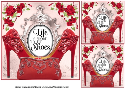 3 Red shoe life is short card front/toppers(value sheet)