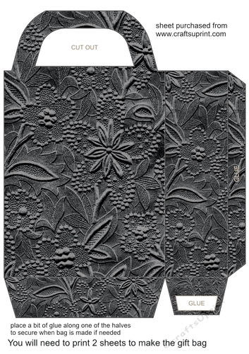 Black and grey floral gift bag 1