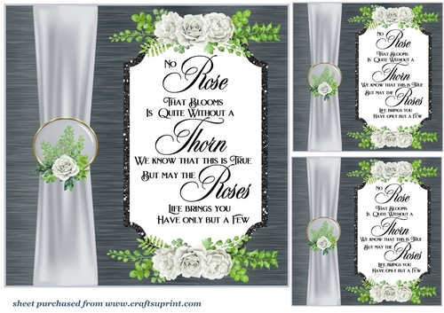 3 Black and grey rose card front/toppers(value sheet)