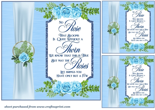 3 Blue rose card front/toppers(value sheet)