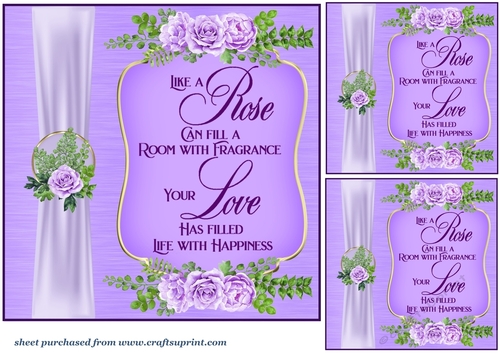 3 Purple rose card front/toppers(value sheet)