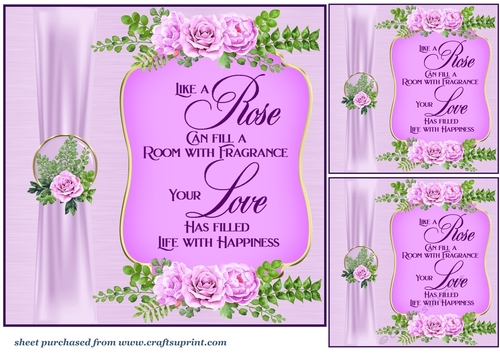 3 Lilac rose card front/toppers(value sheet)