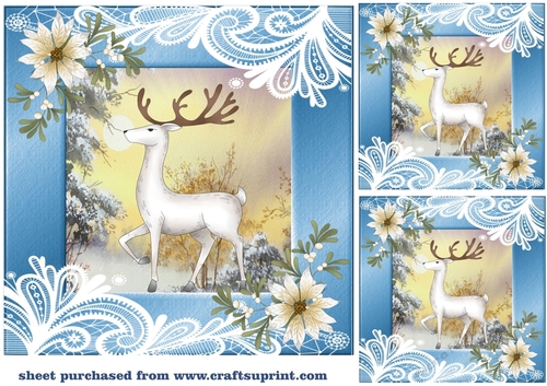 3 Blue Christmas stag card front/toppers(value sheet) 1