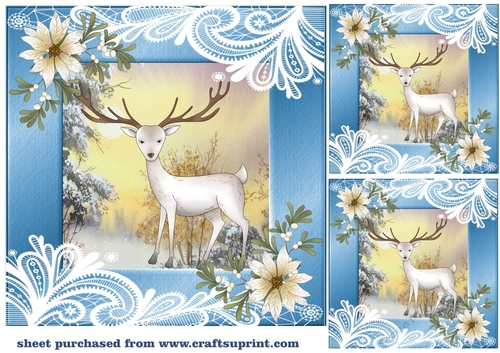 3 Blue Christmas stag card front/toppers(value sheet) 2