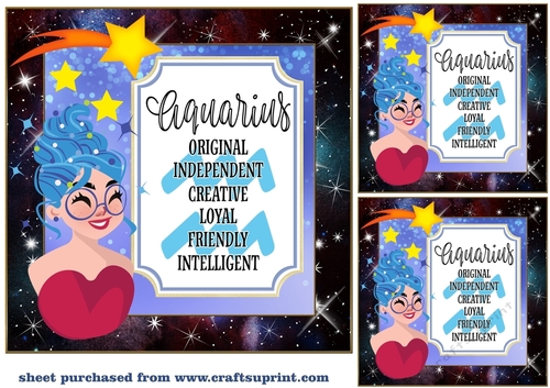 3 Aquarius girl card front/toppers