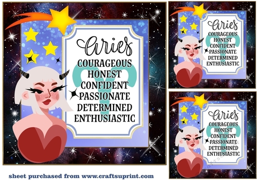 3 Aries girl card front/toppers