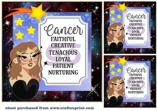 3 Cancer girl card front/toppers