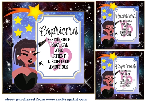 3 Capricorn girl card front/toppers