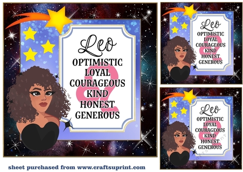 3 Leo girl card front/toppers