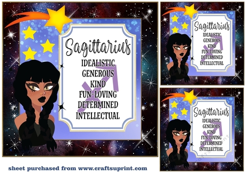 3 Sagittarius girl card front/toppers