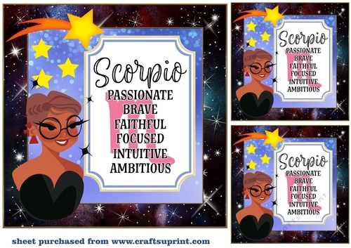 3 Scorpio girl card front/toppers