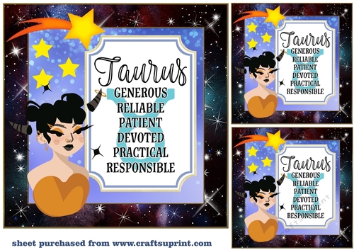 3 Taurus girl card front/toppers