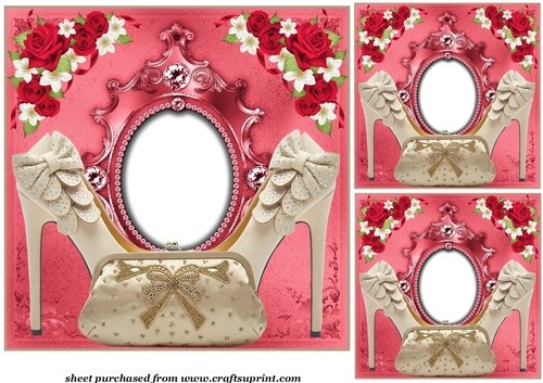 3 Cream shoe and handbag card front/toppers(value sheet)