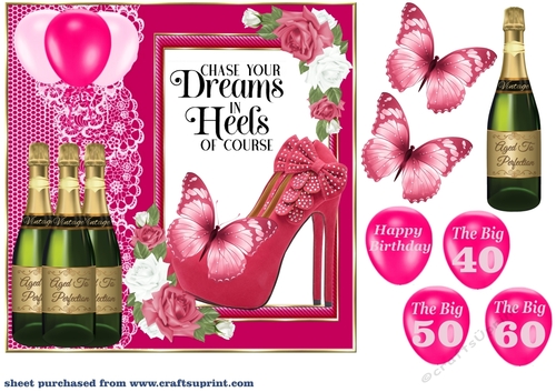 Pink shoes Birthday card front 4