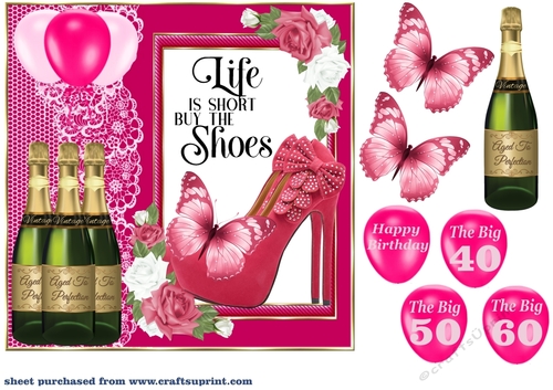 Pink shoes Birthday card front 5