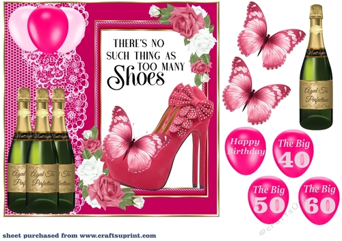 Pink shoes Birthday card front 6