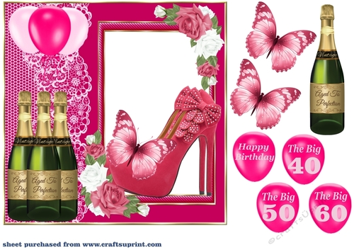 Pink shoes Birthday card front 10