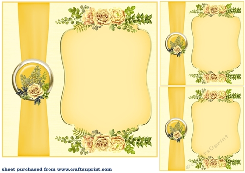 3 Yellow rose card front/topper blanks