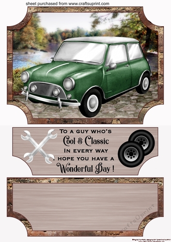 Male Birthday classic car (easel) topper and stopper (no base) 1