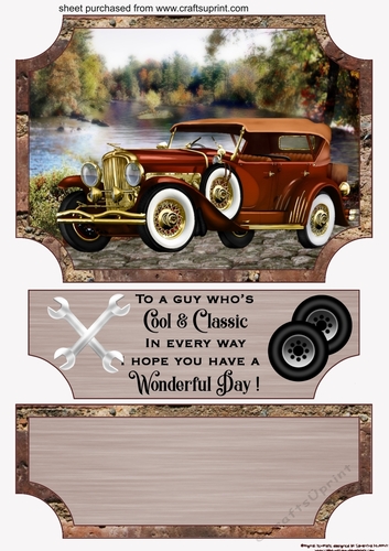 Male Birthday classic car (easel) topper and stopper (no base) 2