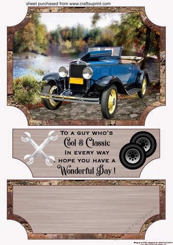 Male Birthday classic car (easel) topper and stopper (no base) 4