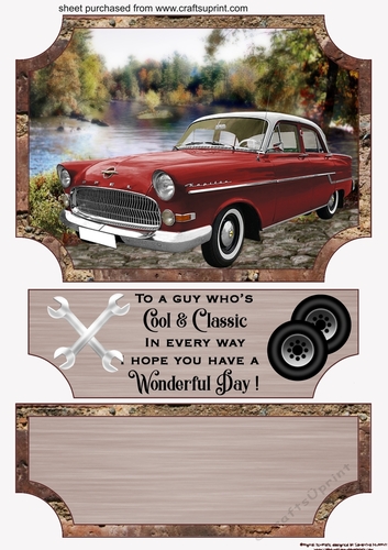 Male Birthday classic car (easel) topper and stopper (no base) 5