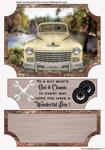 Male Birthday classic car (easel) topper and stopper (no base) 6