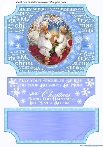 Blue Vintage Christmas scene easel topper and stopper(no base) 1