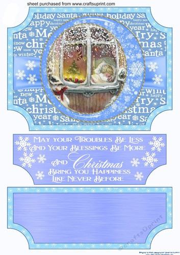 Blue Vintage Christmas scene easel topper and stopper(no base) 4