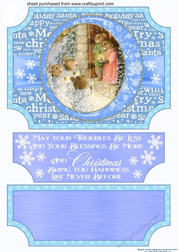 Blue Vintage Christmas scene easel topper and stopper(no base) 6