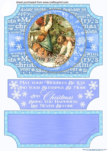 Blue Vintage Christmas scene easel topper and stopper(no base) 8