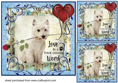 3 Blue Love is a four legged word card front/toppers 4