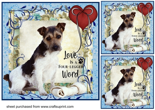 3 Blue Love is a four legged word card front/toppers 5