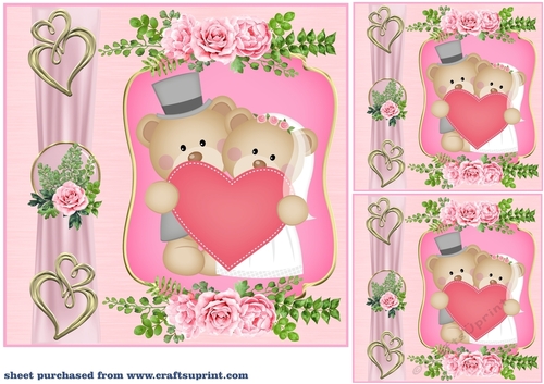 3 Pink Mr and Mrs card front/toppers 3