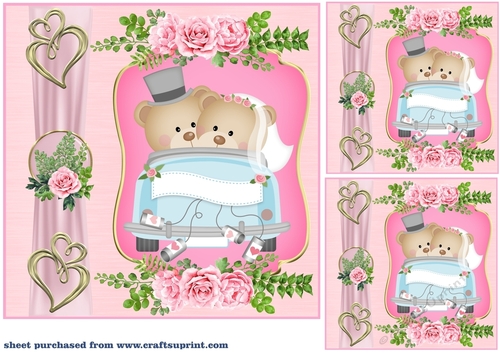 3 Pink Mr and Mrs card front/toppers 4