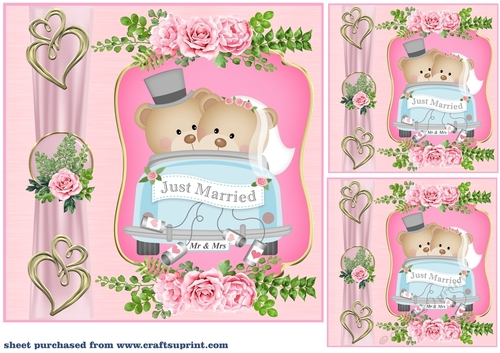 3 Pink Mr and Mrs card front/toppers 5