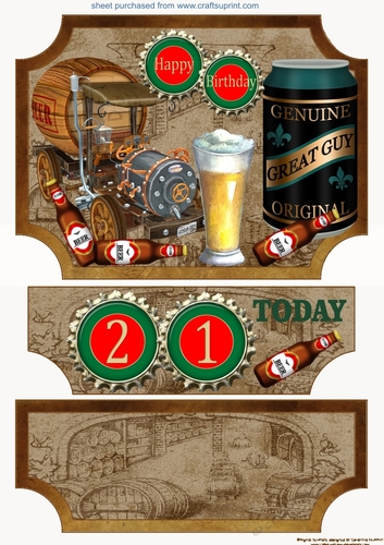Age 21 Beer themed easel topper and stopper (no base)