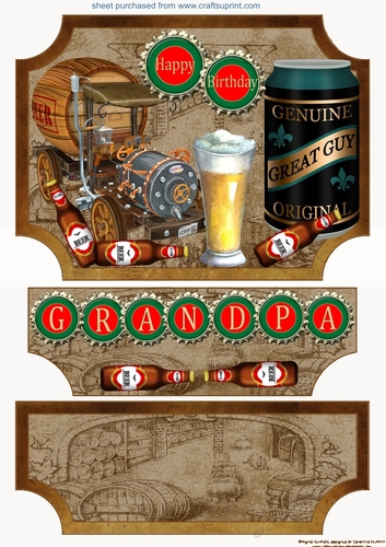 Grandpa birthday beer themed easel topper and stopper(no base)