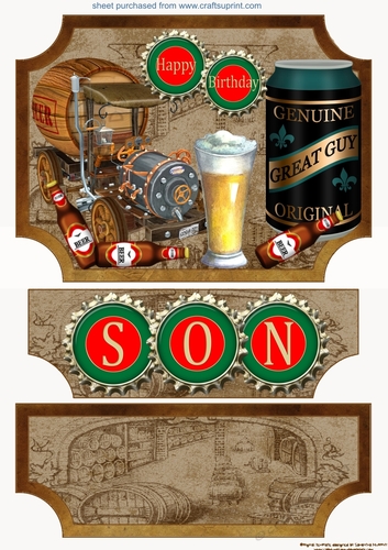 Son birthday beer themed easel topper and stopper(no base)