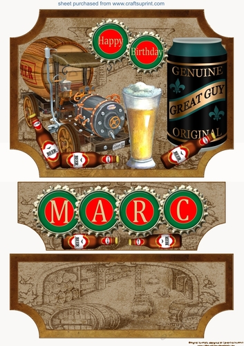 Marc beer themed easel topper and stopper(no base)