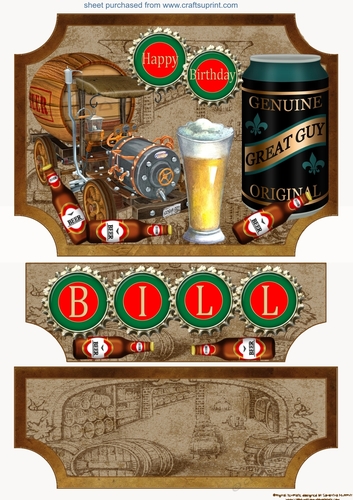 Bill beer themed easel topper and stopper(no base)