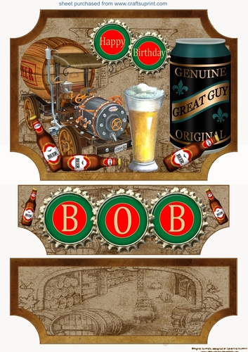 Bob beer themed easel topper and stopper(no base)