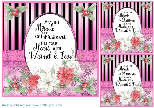 3 Pink Christmas verse topper/card fronts 1