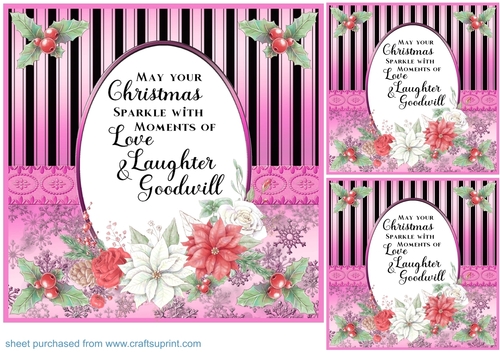 3 Pink Christmas verse topper/card fronts 2
