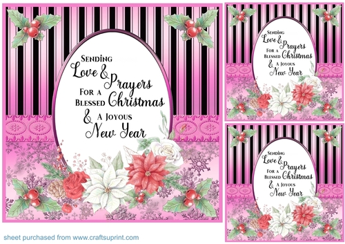 3 Pink Christmas verse topper/card fronts 3