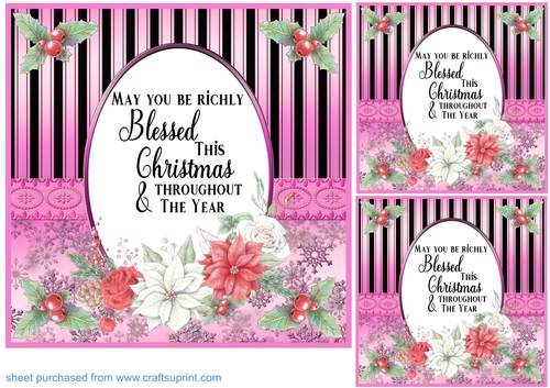 3 Pink Christmas verse topper/card fronts 4