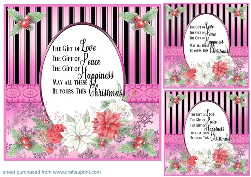 3 Pink Christmas verse topper/card fronts 5