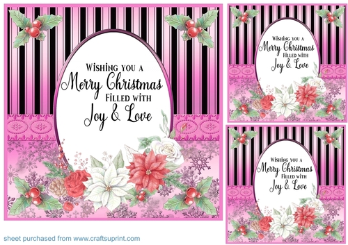 3 Pink Christmas verse topper/card fronts 7
